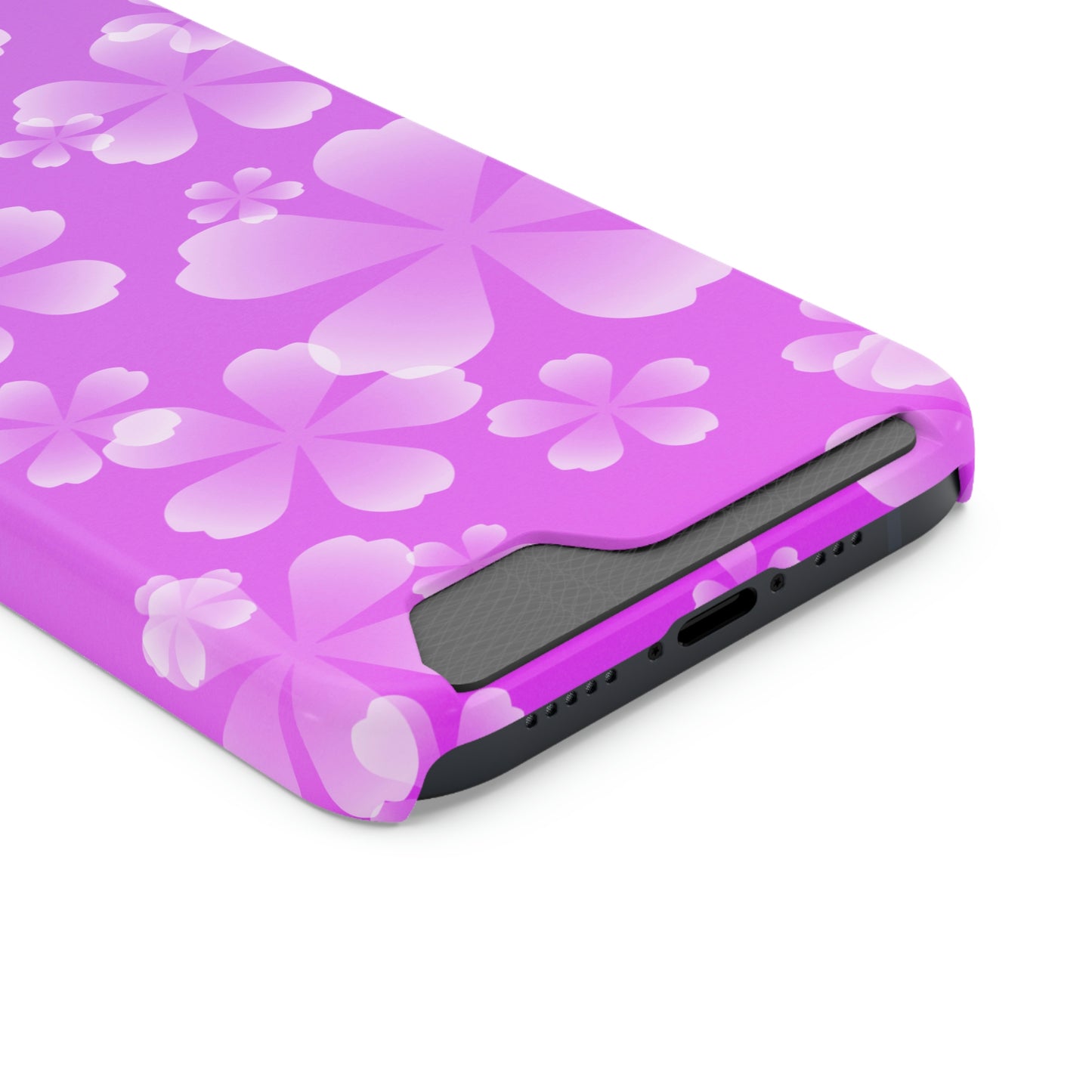 Purple and Cherry Blossom Case With Card Holder