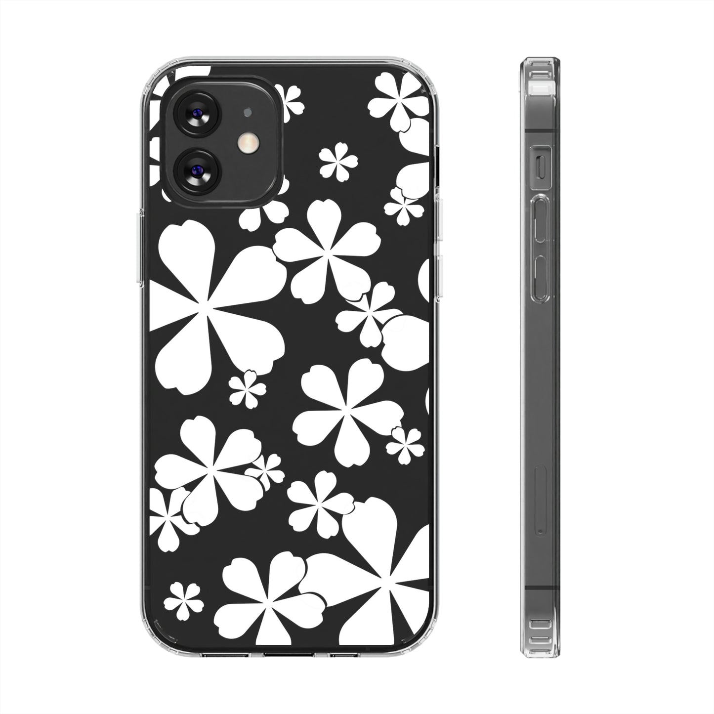 White Cherry Blossom Clear Cases