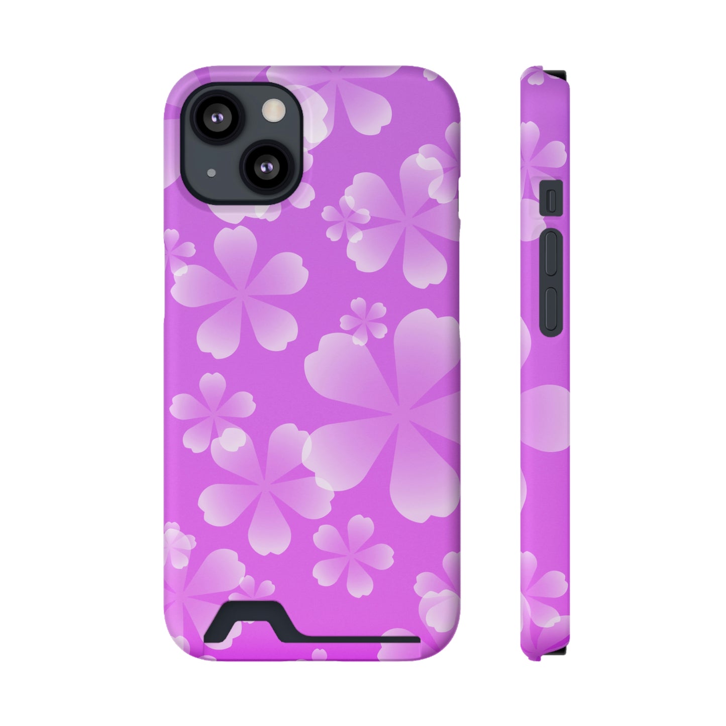 Purple and Cherry Blossom Case With Card Holder